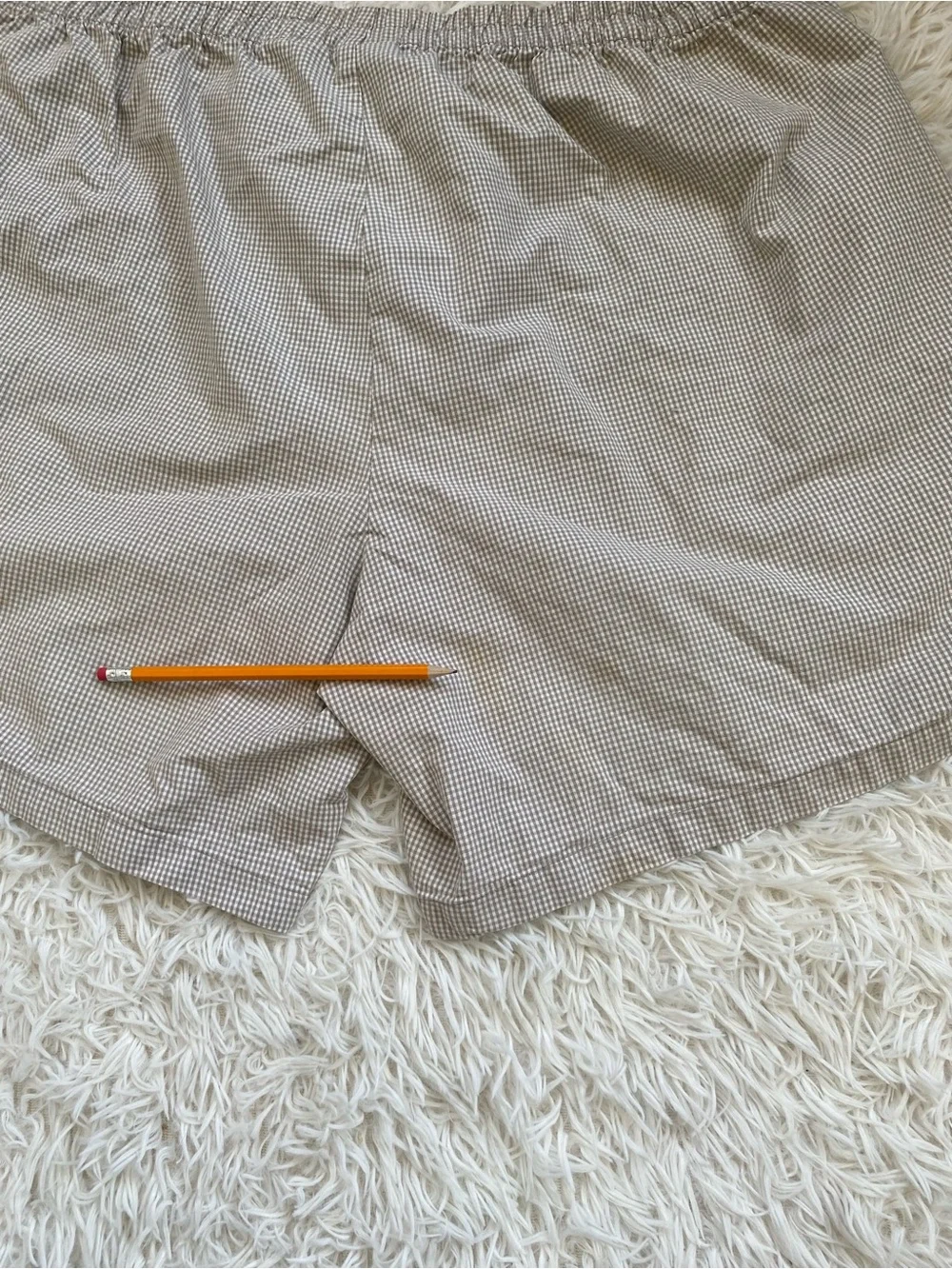 Vintage Nike Court Tennis Shorts XL Beige Gingham  Drawstring 100% Cotton Y2K